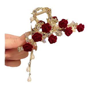 喜字结婚抓夹2025新款高级感头饰新娘敬酒服中式发夹女订婚礼发卡