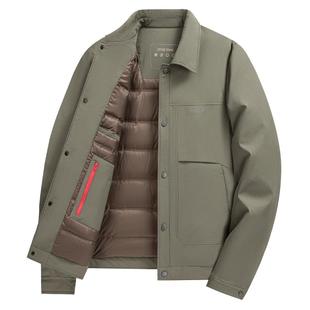 罗蒙羽绒服男士冬季新款加厚保暖中老年爸爸行政干部商务夹克外套