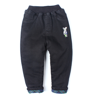 加厚棉裤男童牛仔裤冬天厚裤子高腰柔软弹力裤宽松版小脚裤中大童