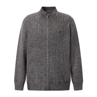 【100%绵羊毛】POLOWALK男式羊毛衫2025冬季新品半高领绞花开衫