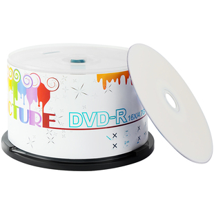紫光光盘炫彩系列刻录光盘白色盘面可打印dvd空白光盘16速4.7GB桶装50片档案级大容量刻录cd备份储存光碟