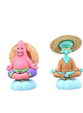 创意旋转派大星章鱼哥车载摆件