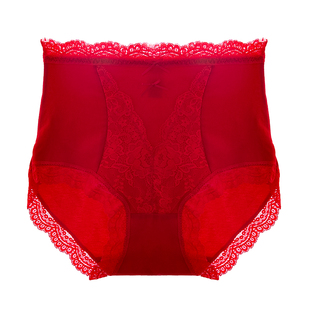 马年本命年婚庆红色高腰中腰纯棉大码内裤女胖MM200斤新年喜庆红