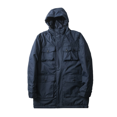 M65多口袋中长款连帽棉服男外套