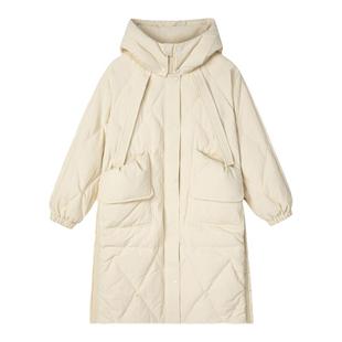 古木夕羊纯色立领保暖90鸭绒羽绒服女2024冬季中长款宽松保暖外套
