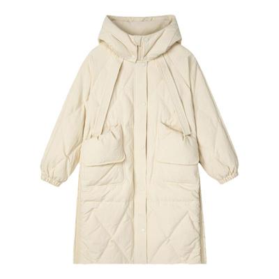 古木夕羊纯色立领保暖90鸭绒羽绒服女2024冬季中长款宽松保暖外套