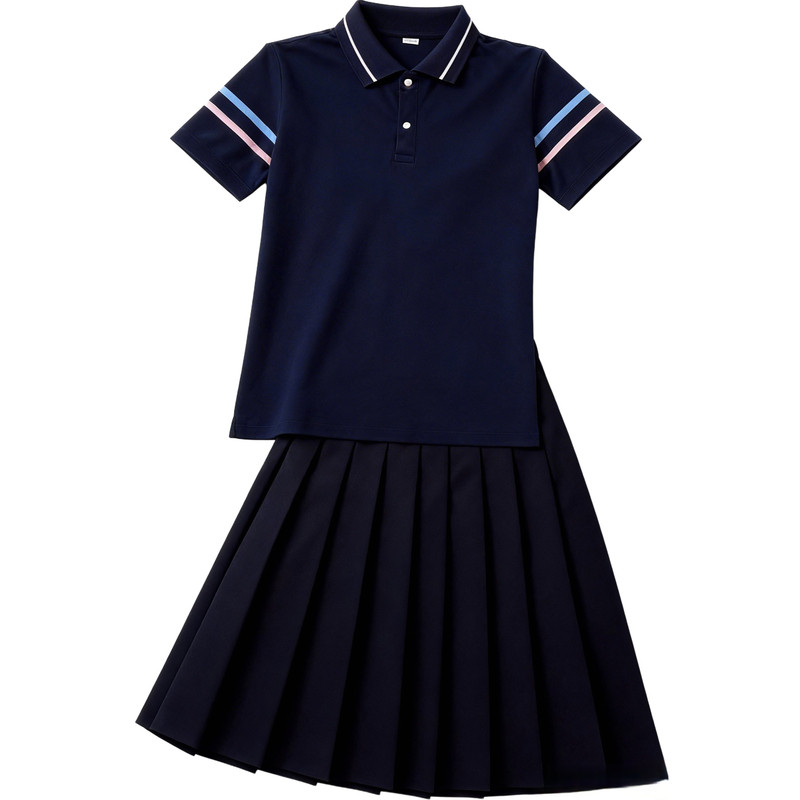 夏季POLO衫亲子套装六一儿童表演服园服班服教师服工装风短裙