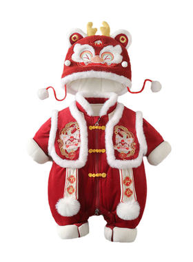 婴儿新年装连体衣抓周礼服