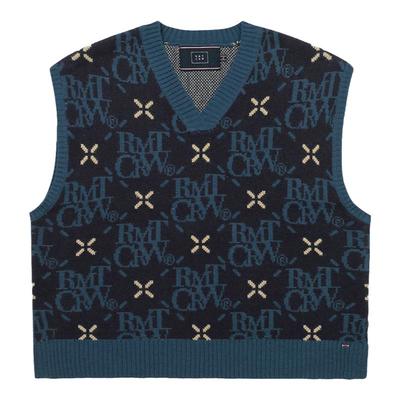 菱形花纹logo针织马甲