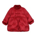 NORNOR女童红色羽绒服2026新年款保暖好看刺绣儿童中式拜年服外套
