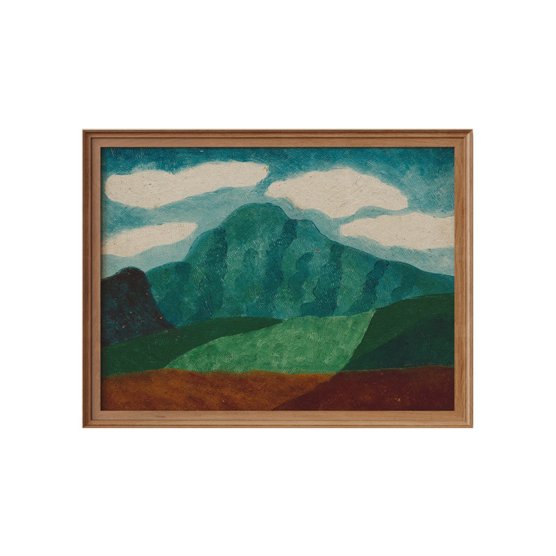 背有靠山》绿色复古客厅装饰画南洋风玄关挂画风景艺术壁画好寓意