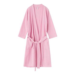 浴袍女夏薄款睡袍男华夫格酒店浴衣韩版可爱吸水速干睡衣简约浴巾