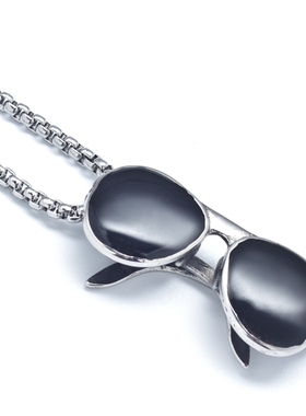 潮流墨镜钛钢吊坠男士日韩