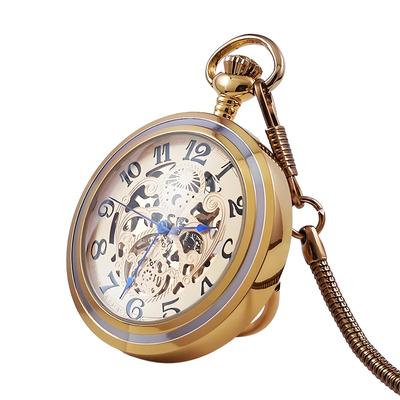 高颜值纯铜站立怀表复古男款全机械镂空英伦风学生女考试专用上海