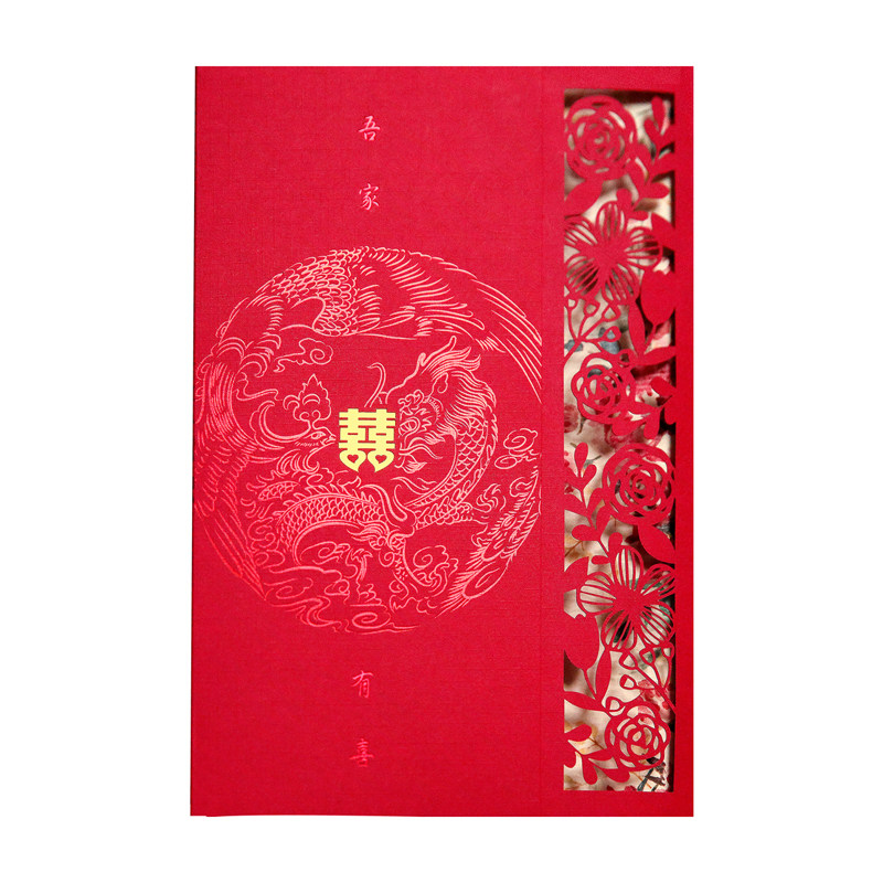 新款婚礼欧式雕刻镂空个装喜帖