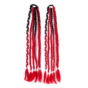 红色假发辫子甜酷女孩儿鱼骨辫高马尾自然仿真减龄麻花三股辫小辫