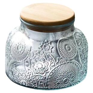 浮雕复古海棠花玻璃密封罐糖果零食收纳罐干果坚果储存罐子储物罐