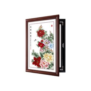 花开富贵新中式电表箱装饰画竖款配电箱挂画电闸箱装饰遮挡