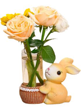 兔子水培花瓶图案桌面装饰摆件