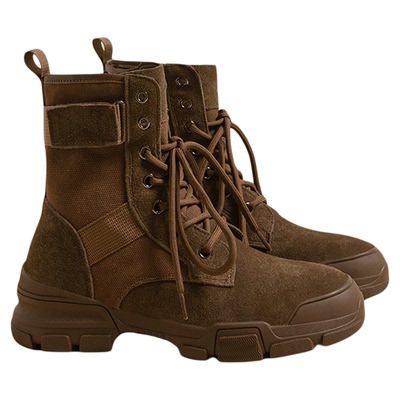 真皮马丁靴女休闲登山鞋中筒短靴