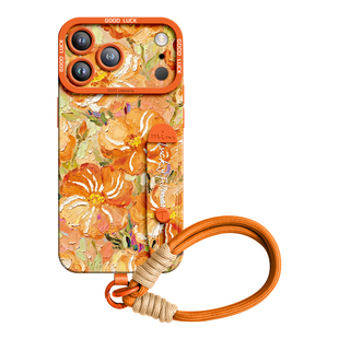 花卉系列适用iPhone17promax手机壳苹果17套17pro斜挎air新款16腕带支架橙色pro硅胶15女14挂绳巨好看p外独特