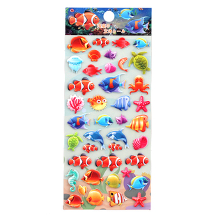 海洋动物儿童3d立体卡通贴画sticker幼儿园奖励小贴纸小丑鱼乌龟