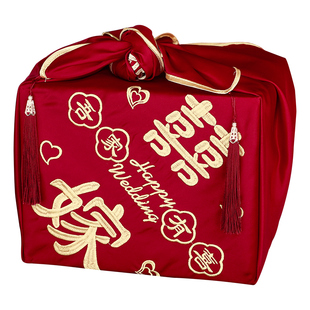 结婚包袱皮抽拉束口福袋女方陪嫁聚宝盆包裹红布老式包袱婚庆用品