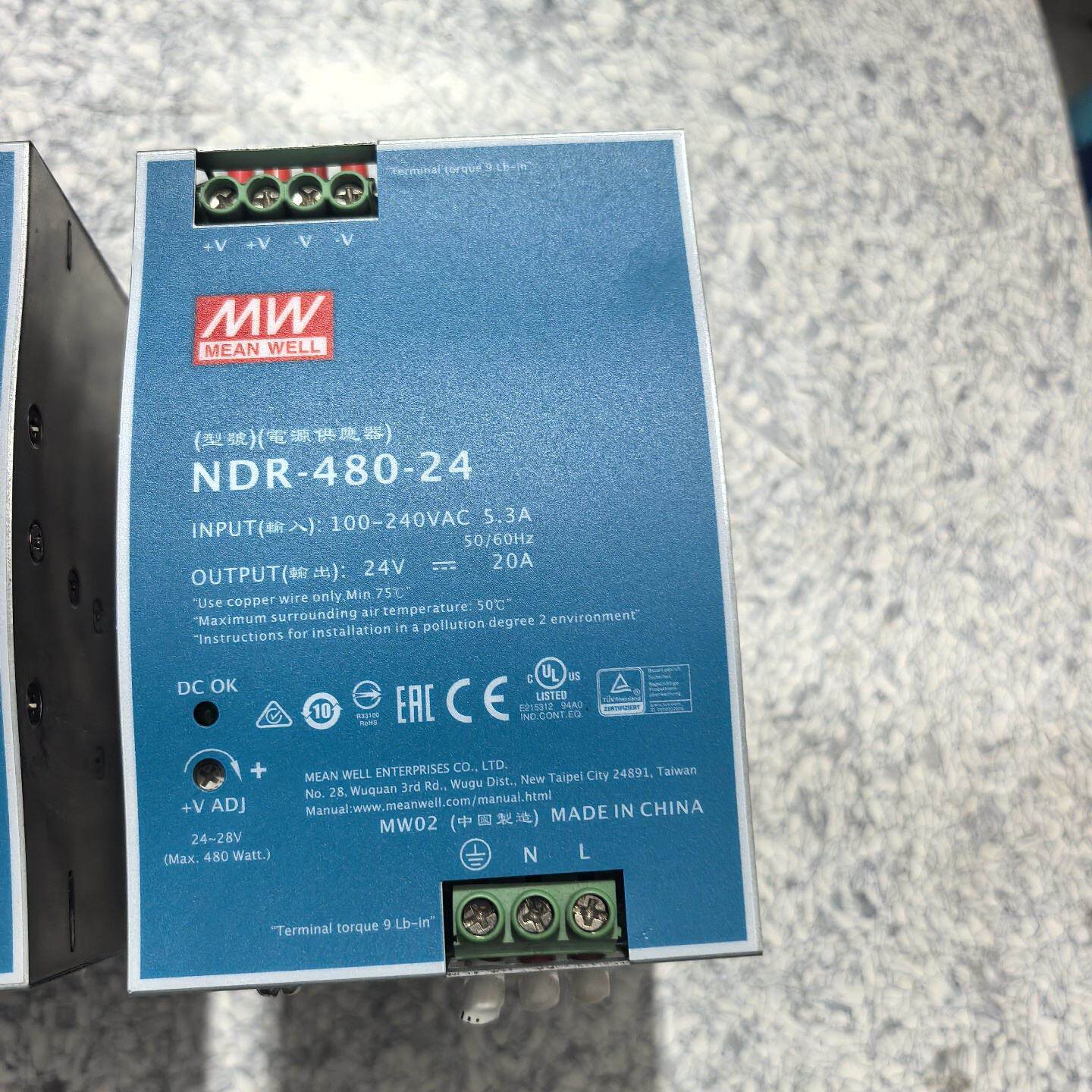 溢价-明纬MEAN WELL NDR-480-24导轨开关电源