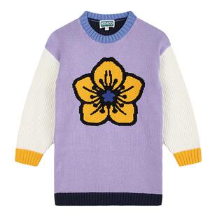 KENZO KIDS童装24秋冬新品儿童拼色针织毛衣女童连衣裙K60680