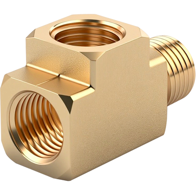 黄铜NPT三通美制外螺纹内外接头