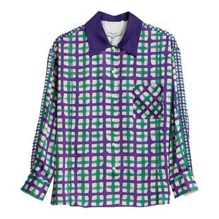 3.1 Phillip Lim 女士撞色格纹衬衫宽松长袖上衣银泰百货 301596