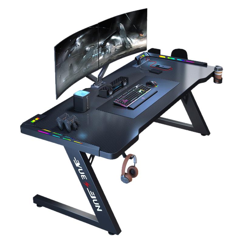 电脑桌电竞桌台式卧室家用书桌可装机械臂碳纤维办公桌椅游戏桌子