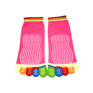 瑜伽五指袜子女士专业瑜珈四季可穿中短筒露趾运动纯棉点胶防滑袜