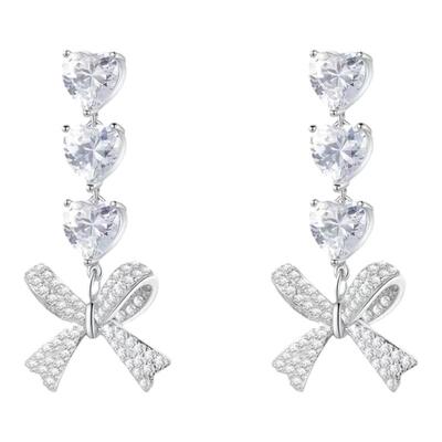 CX爱心甜美蝴蝶结锆石耳环