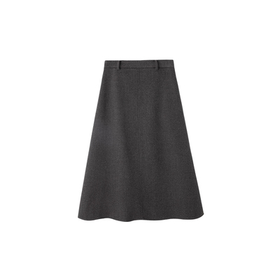 时然大码黑色毛呢半身裙