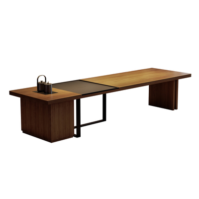 新中式禅意茶室茶台泡茶桌椅组合宋代美学实木茶桌一体高级感岛台