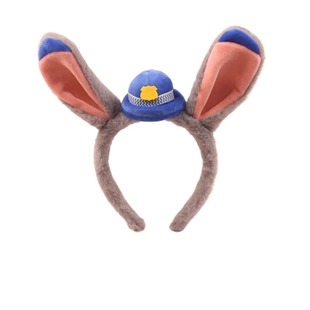 疯狂动物城头饰可爱朱迪发箍警官兔耳朵超萌卡通发卡乐园拍照表演