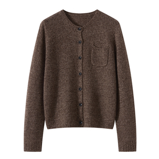 2025秋冬新款爆款桑蚕丝山羊绒衫女圆领宽松针织开衫毛衣外套上衣