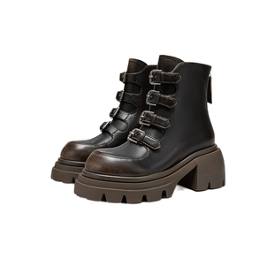 【李艺彤同款】MIO米奥冬季经典百搭马丁靴复古潮流高跟短靴