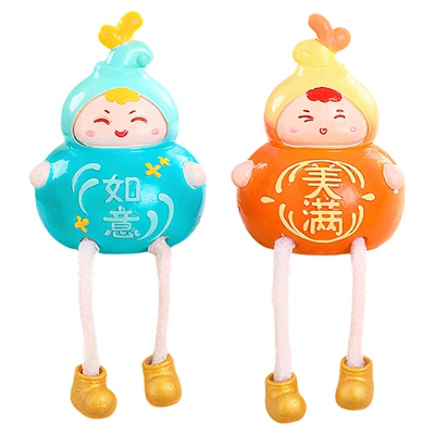 一家四口葫芦吊脚娃娃小摆件