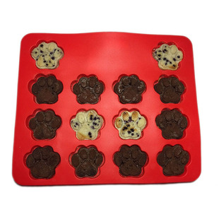14连狗掌印蛋糕模具 布丁巧克力烘焙烤盘 戚风饼干手工硅胶模具