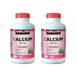 美国kirkland柯克兰维生素D3钙片中老年成人孕妇碳酸钙 500粒*2