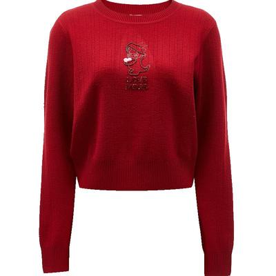 ONLY螺纹圆领毛衣针织衫