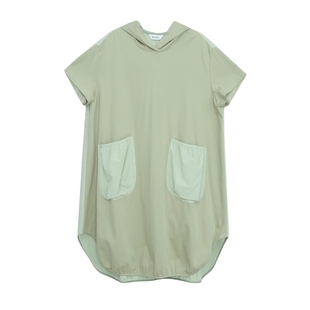 【商场同款】MOVEUP幻走2025夏季新款连帽圆角开衩纯棉针织连衣裙