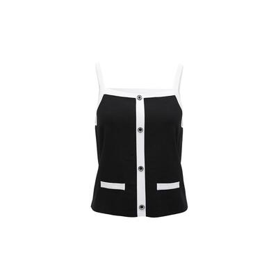 tq区绫致VeroModa背心女25春夏撞色针织吊带无袖拼色上衣女