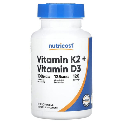 Nutricost维生素D3+K2成年中老年科学补钙促钙防止钙堆积