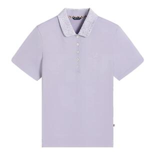 Aquascutum/雅格狮丹春夏新品女士纯棉蕾丝翻领短袖T恤POLO衫气质