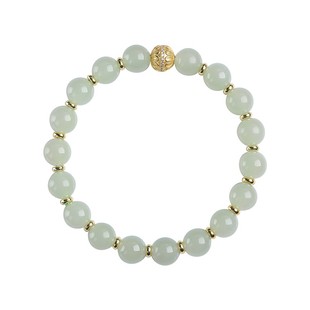 天然和田玉手串女款串珠官方旗舰店晴水配黄金手链白玉石高端手饰