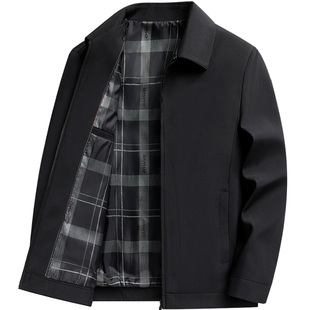 雪中飞中老年人男士夹克春秋外套短款翻领免烫显档次爸爸春装上衣