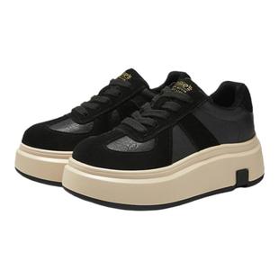 MILLIE'S/妙丽春秋圆头厚底港风做旧柔软舒适时尚休闲增高板鞋女